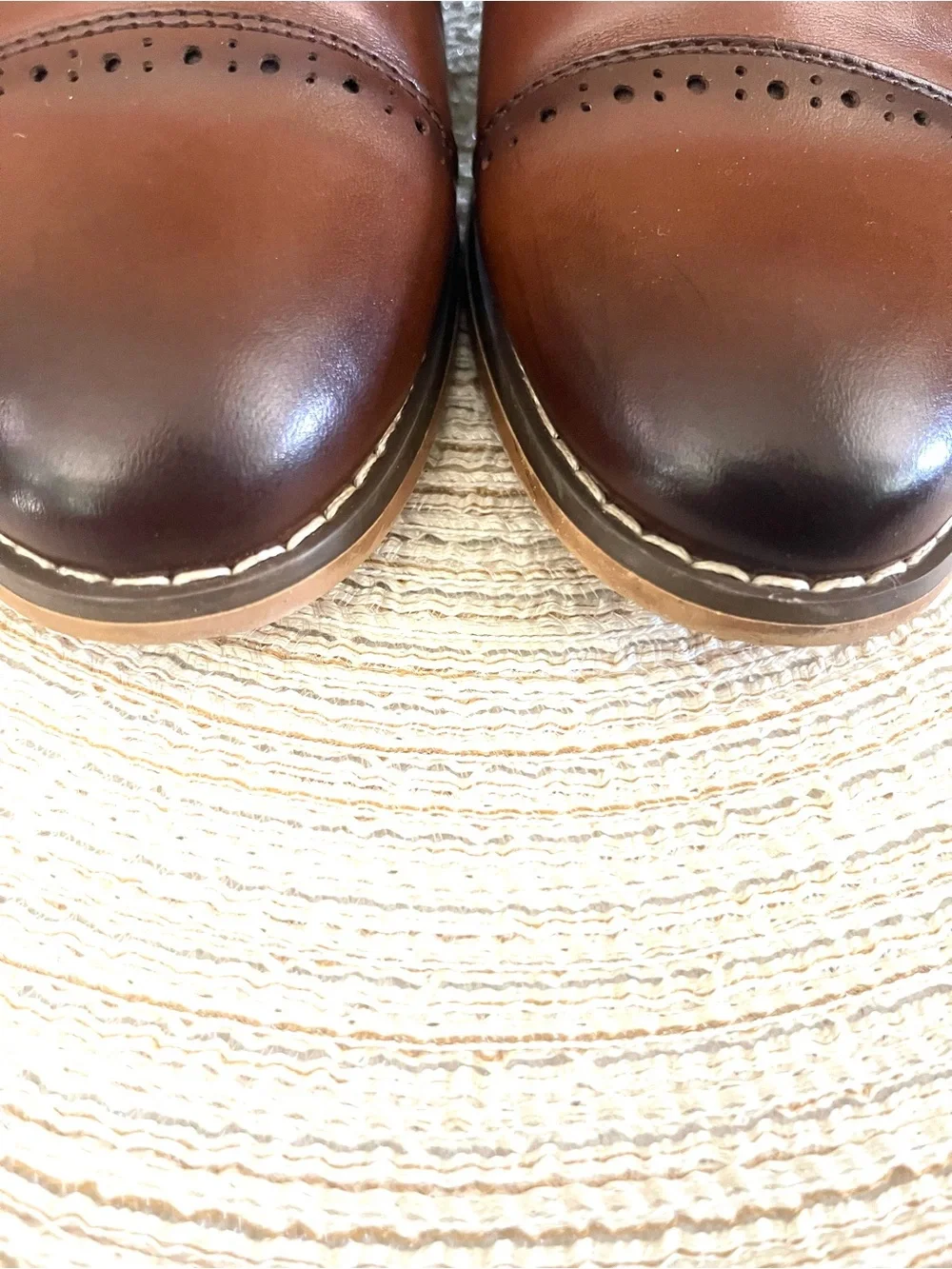 Stacy Adams Two-Tone Brown Leather Cap-Toe Derby